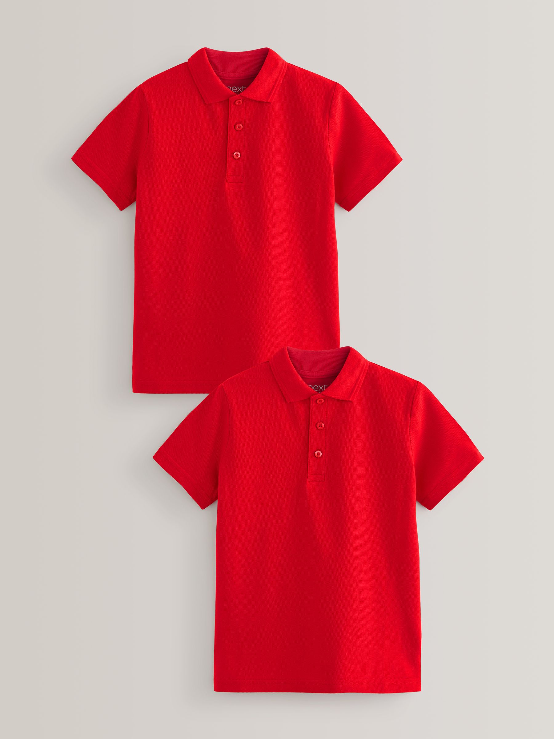 Rood - Verpakking van 2 katoenen schoolpoloshirts met korte mouwen (3-16jr)