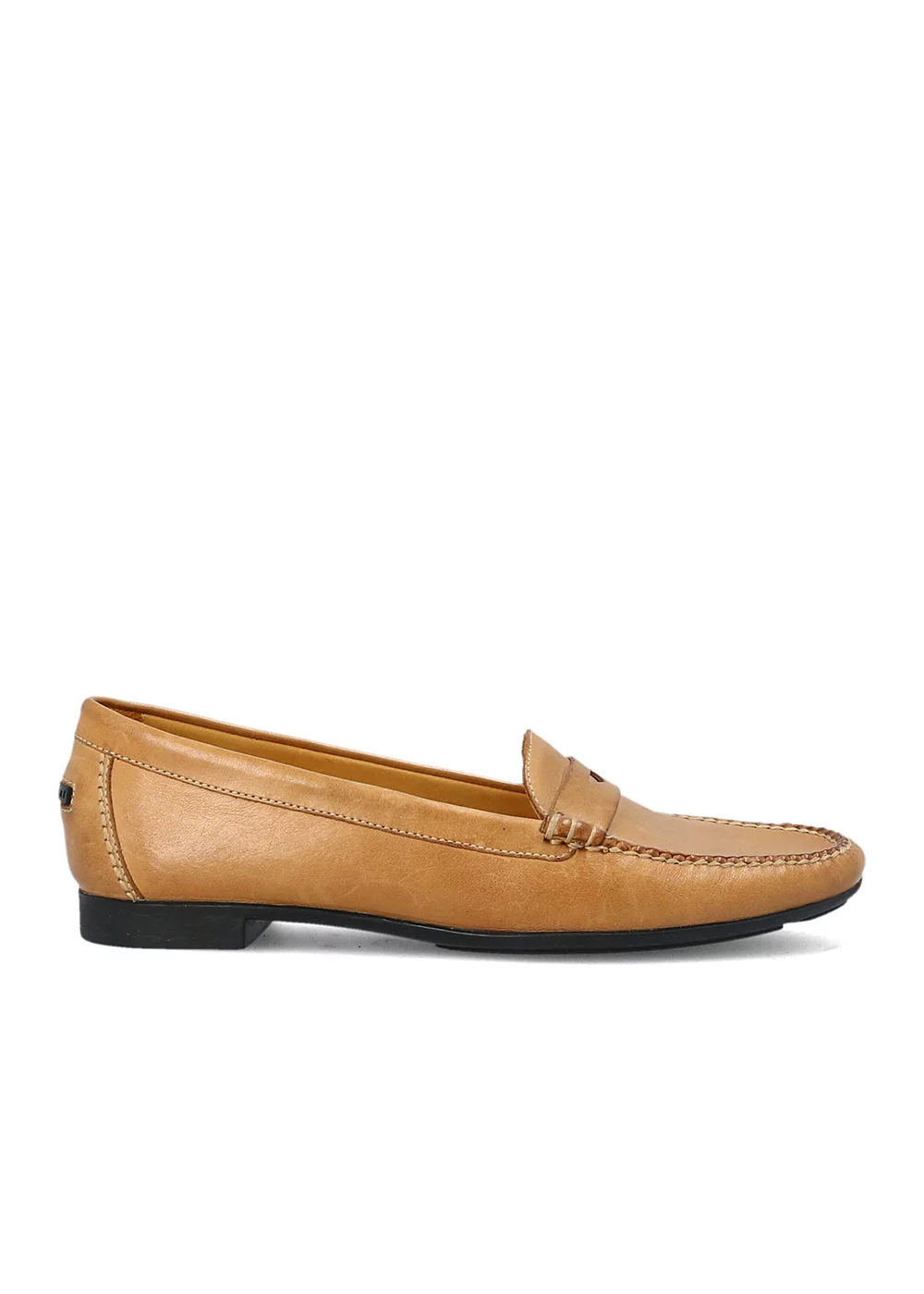 MOCASSIN SIMPLE ROUND CUIR CAMEL