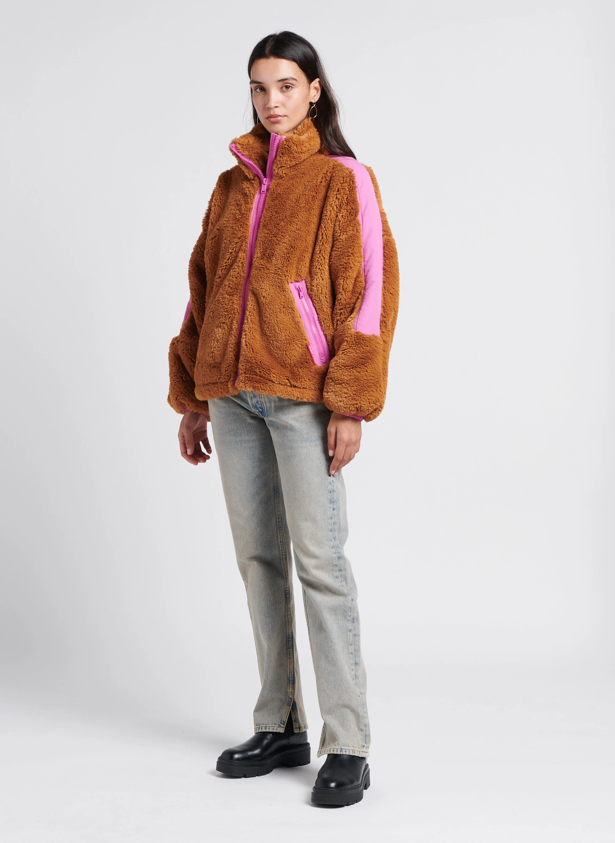 Blouson col montant | Marron