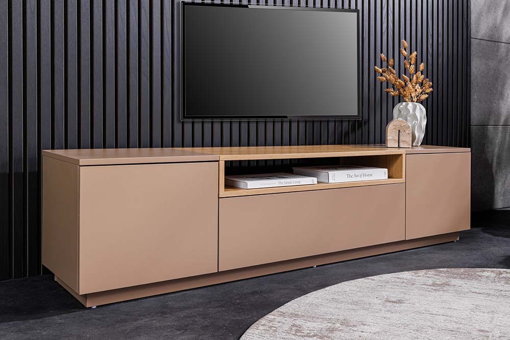 Modernes TV-Board LOFT 160cm natur grau beige greige drei Fächer Schublade