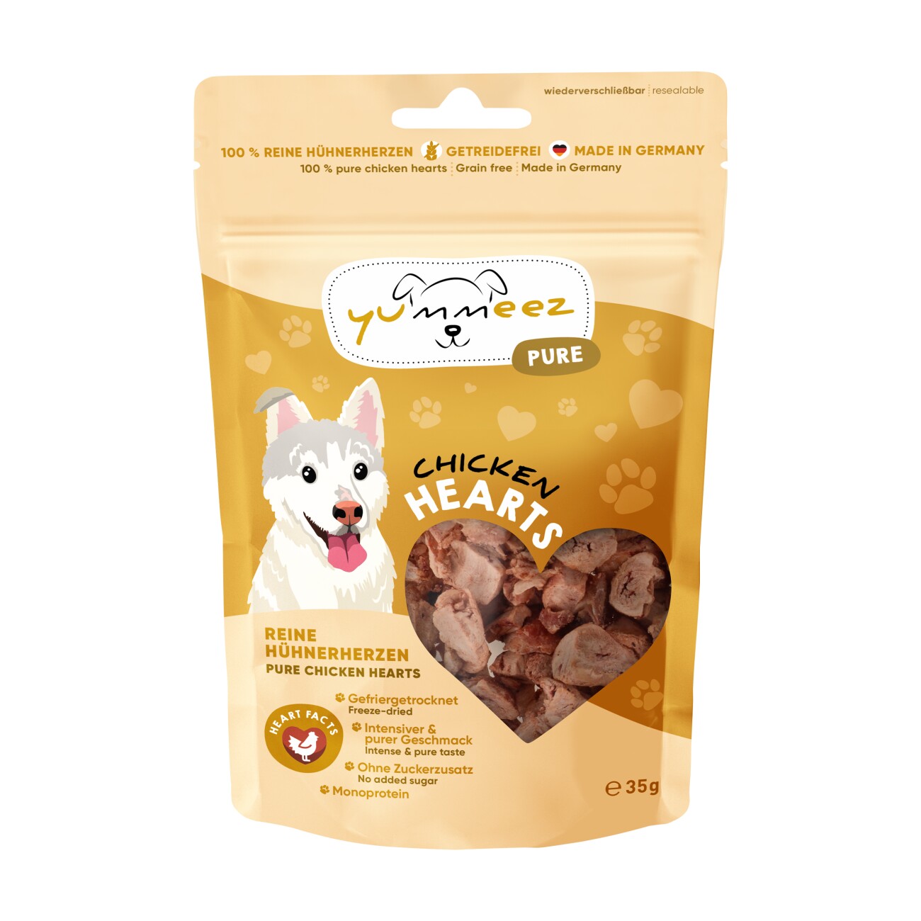 Yummeez pure Hühnerherzen gefriergetrocknet 35g