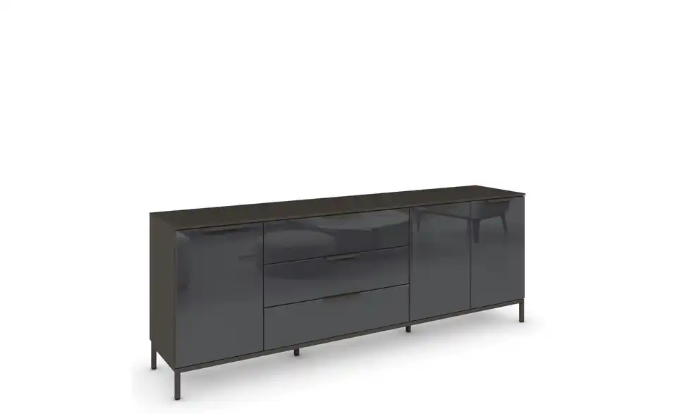 Sideboard Basaltgrau, Graphit Basaltgrau, Graphit Front: Glas, Oberboden: Dekor Graphit