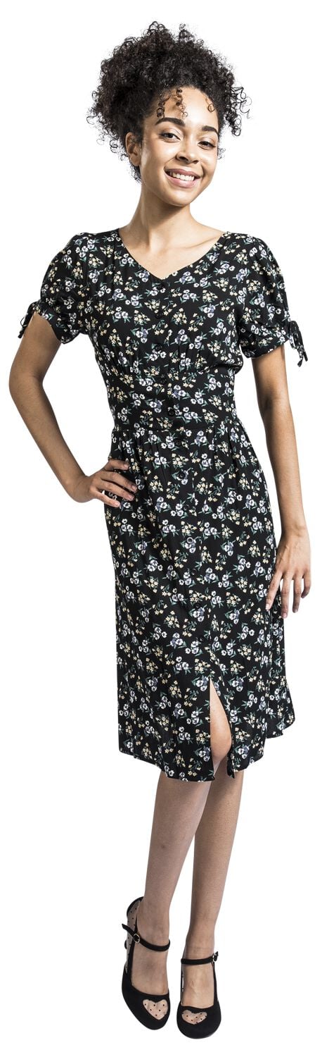 Ditsy Floral Tie Sleeve Dress | Voodoo Vixen Robe mi-longue