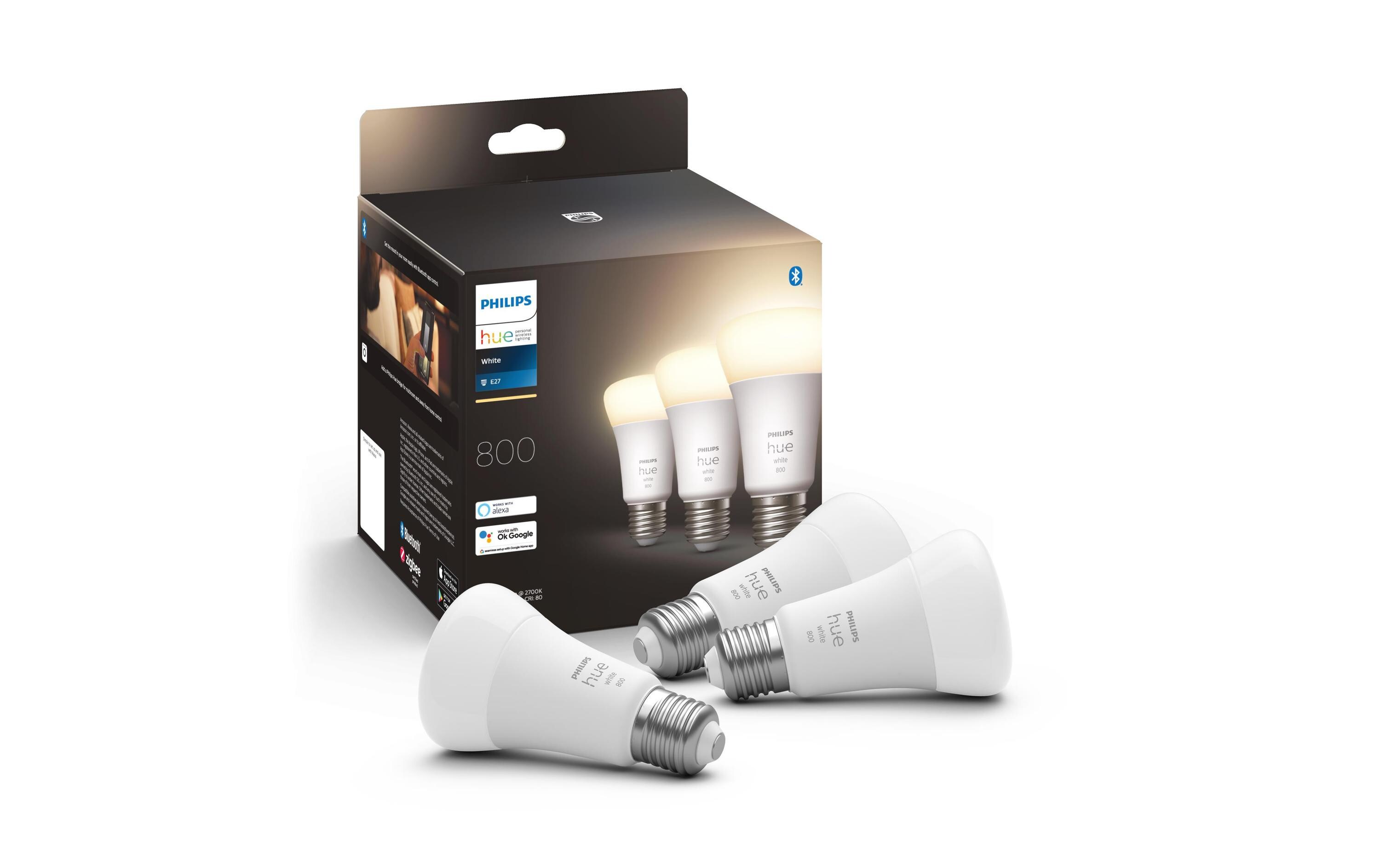 Leuchtmittel White E27 Dreierpack 3 x 800 lmPer Bluetooth steuerbares Hue E27-Leuchtmittel