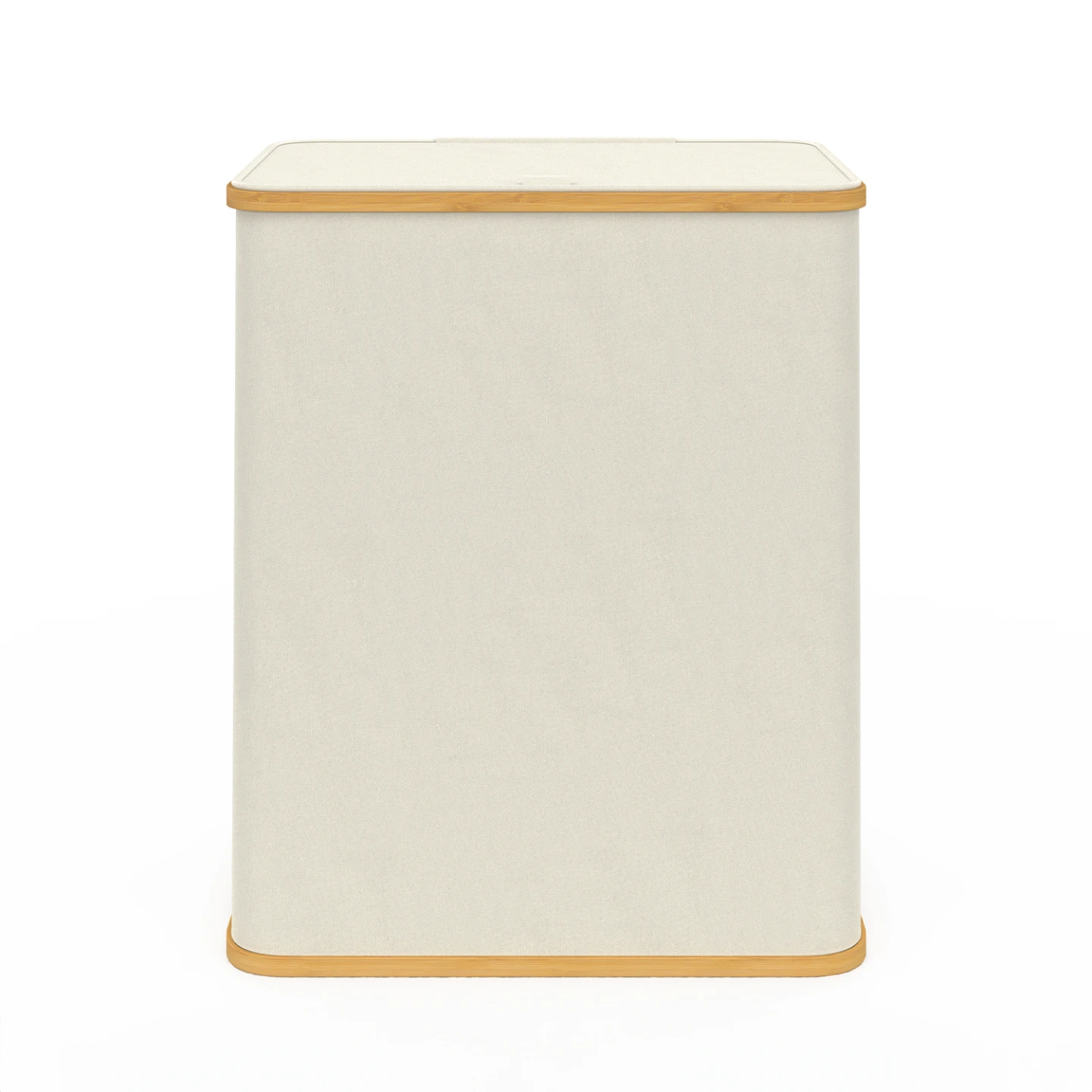 Panier à linge 2 bacs amovibles bambou RITA tissu écru 140 L