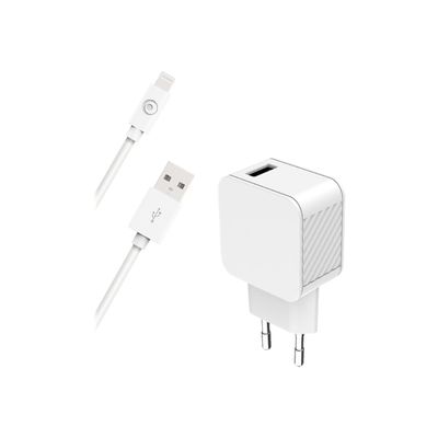 BigBen Connected - Chargeur secteur pour smartphone + câble USB A/Lightning - 1,2m - blanc