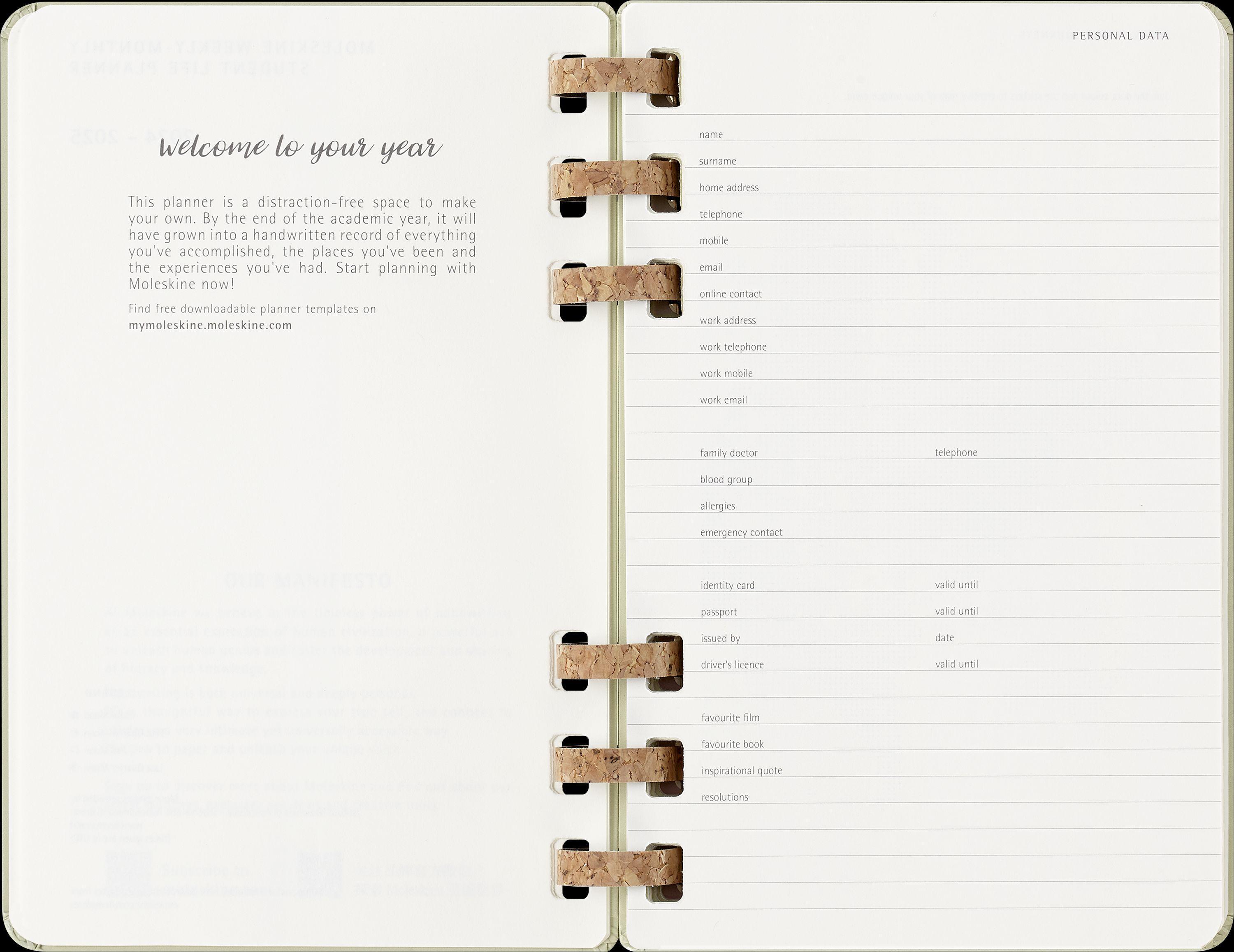 Moleskine 12 Monate Studienplaner mit Spiralbindung, L/A5