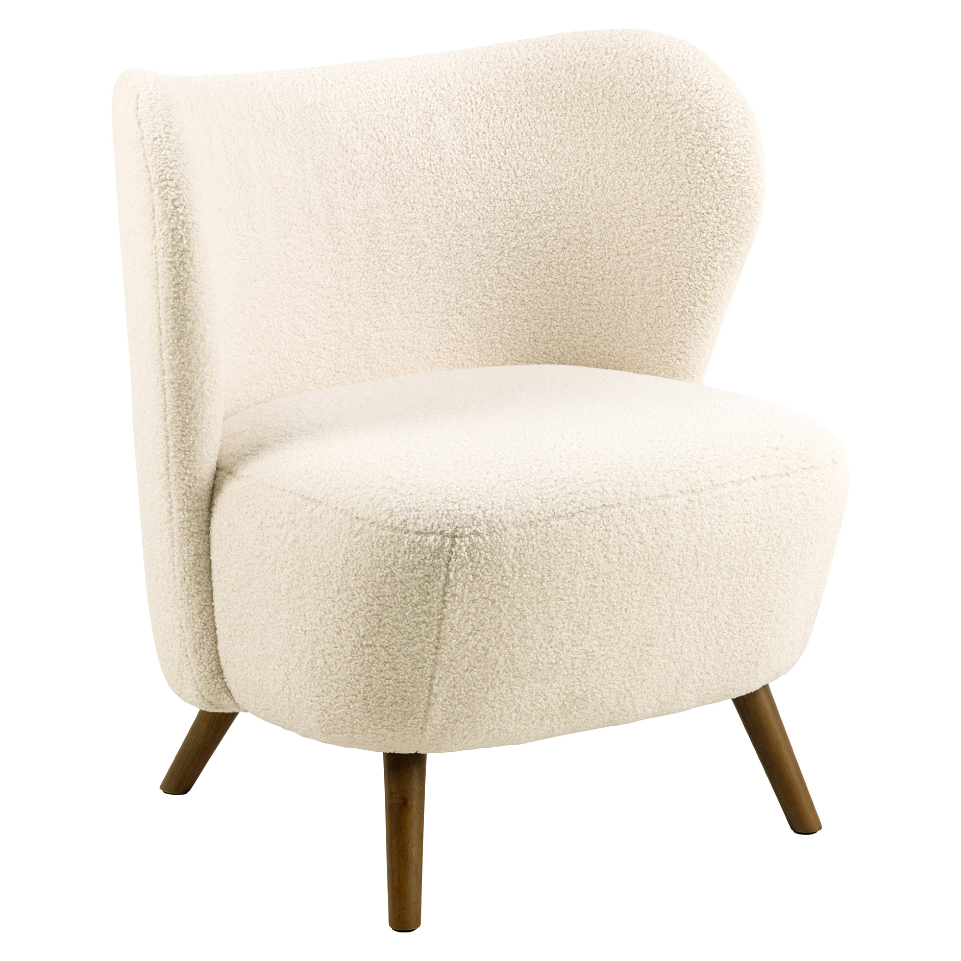 Loungestuhl CROSBY - beige - Rubberwood - Plüsch