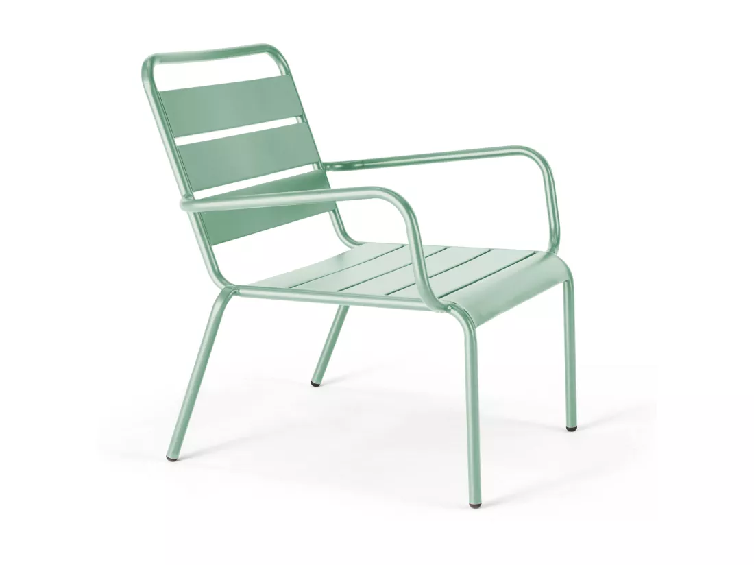 Fauteuil de jardin bas relax acier vert sauge - Palavas