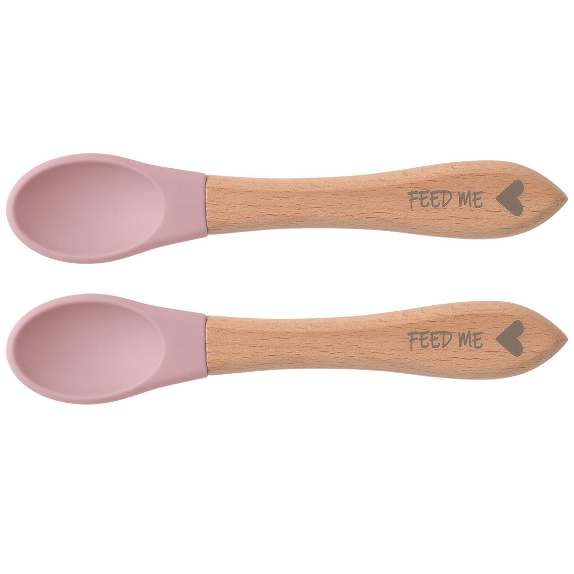 Topomini 2 Silikon-Löffel mit Holzgriff rosa