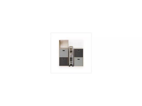 Desserte roulante 3 niveaux Gris Galet H 75 cm idéale pour les petits espaces