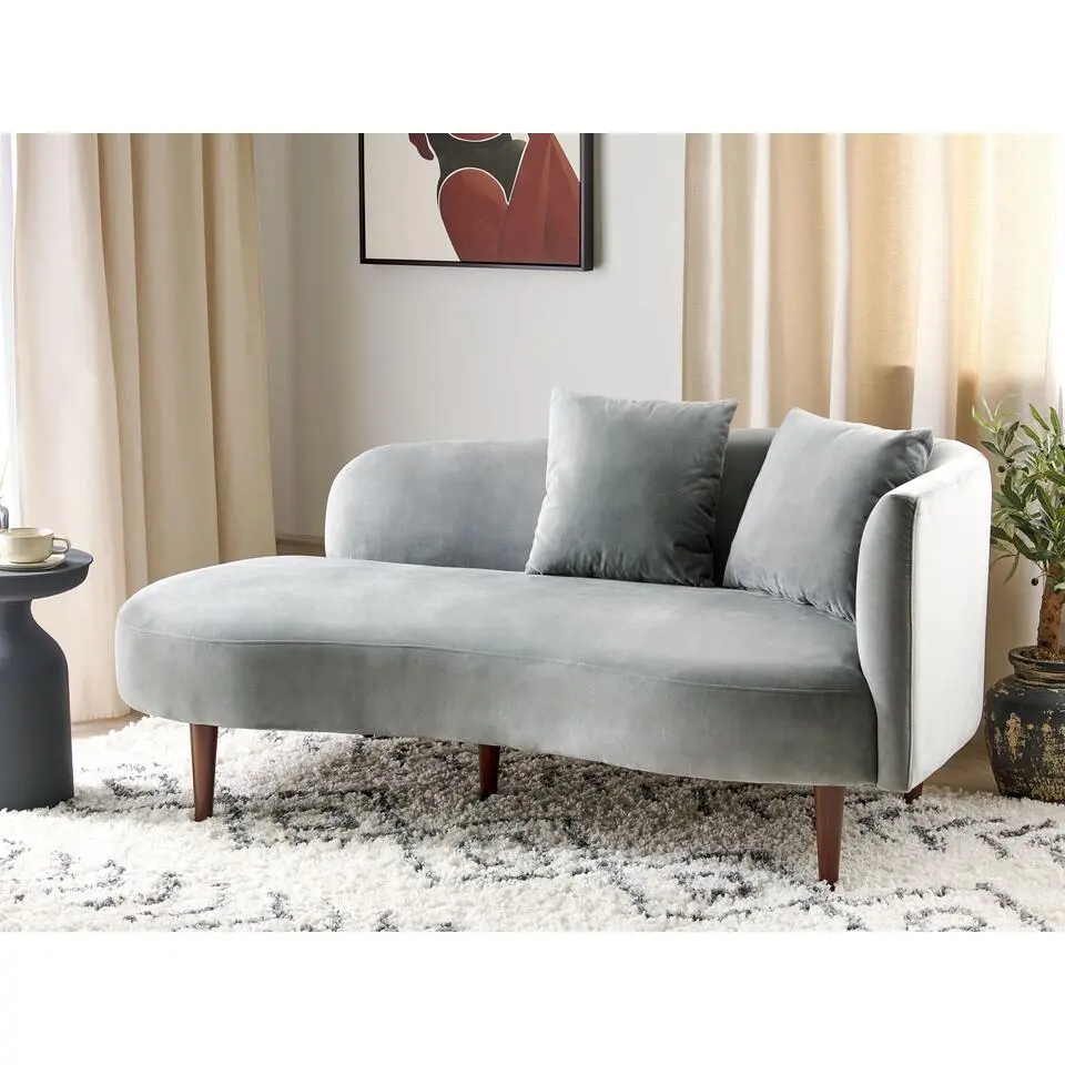CHAUMONT - Chaise longue - Lichtgrijs - Rechterzijde - Fluweel