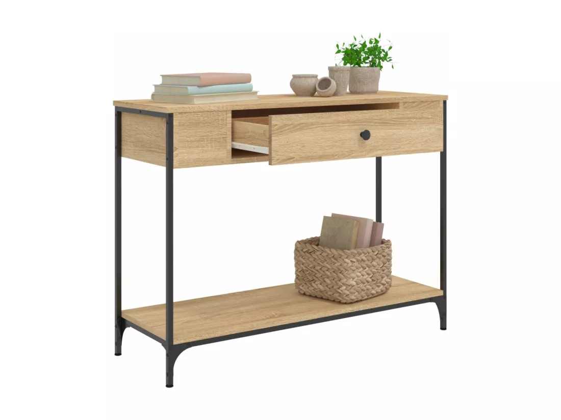 Table console chêne sonoma 100x34,5x75 cm bois d'ingénierie