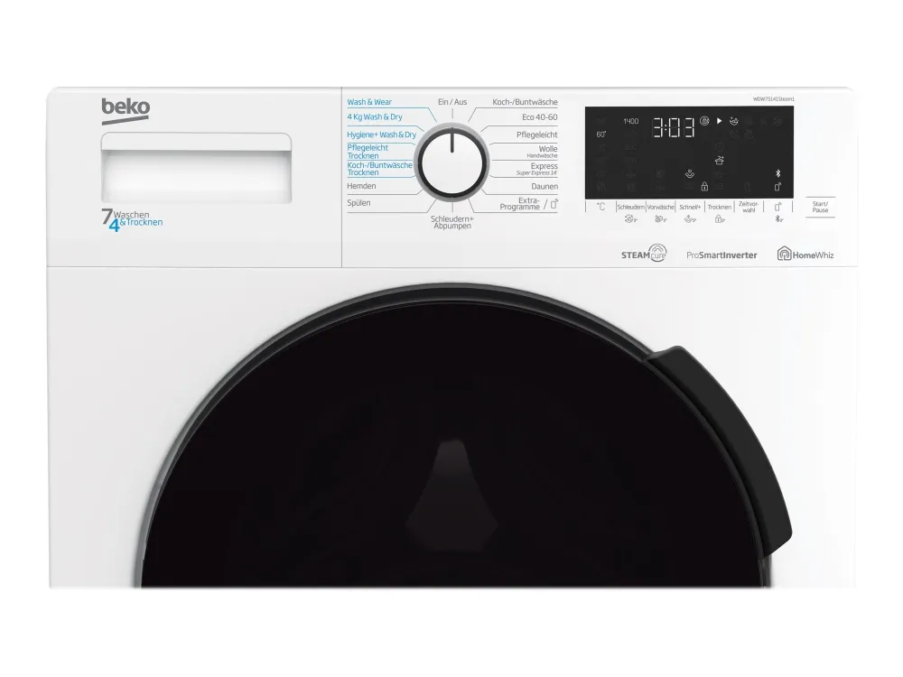 Beko WDW75141Steam1 - Vaske-/ tørremaskine - bredde: 60 cm - dybde: 50 cm - højde: 84 cm - frontbetjening - 7 kg - 1400 rpm - hvid