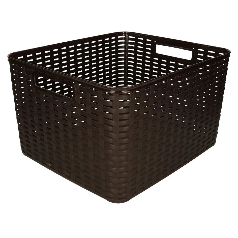 Plasticforte Opbergmand - rotan kunststof - donkerbruin - 28 L