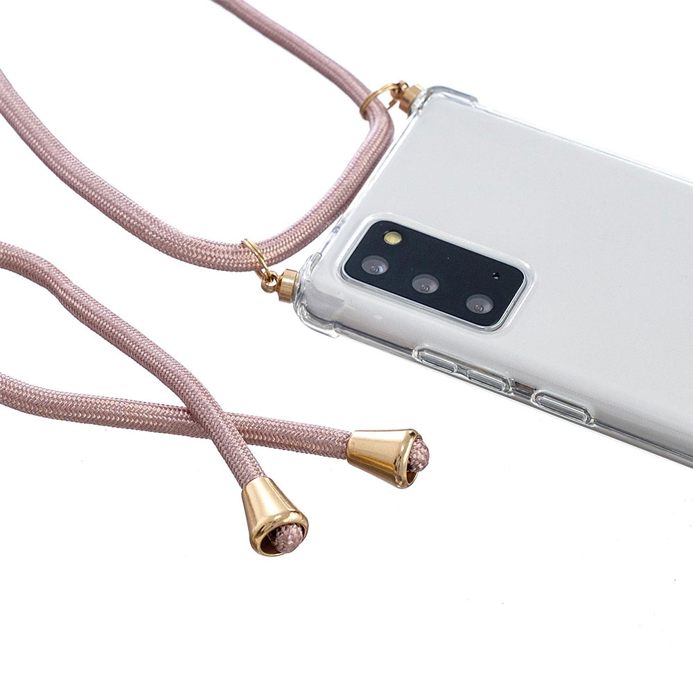 Samsung Galaxy Note 20 / 20 5G Necklace Gummi Hülle Air Cushion Fallschutz   Handykette (150cm) - Roségold / Gold