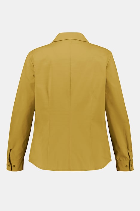 Bluse, offener Hemdkragen, Raffung, Langarm