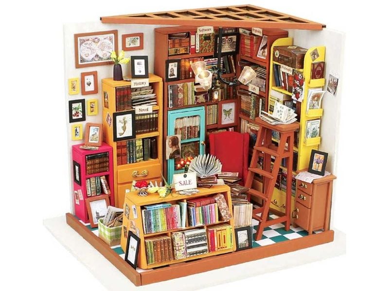 RoboTime Bausatz Sam's Study Library 3D-Puzzle aus lasergeschnittenen Holzteilen