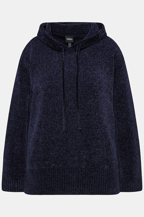 Chenille-Hoodie, Kapuze, Kordel, Langarm