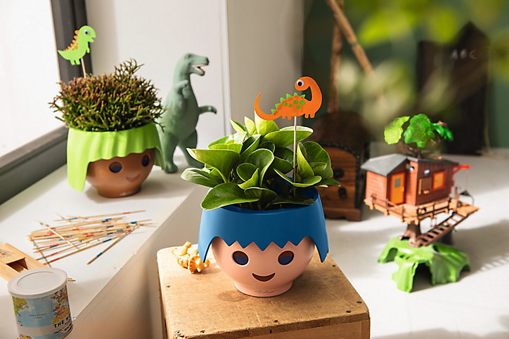 Pot Lechuza Tête Playmobil bleu océan Ø21 x h.15,8 cm