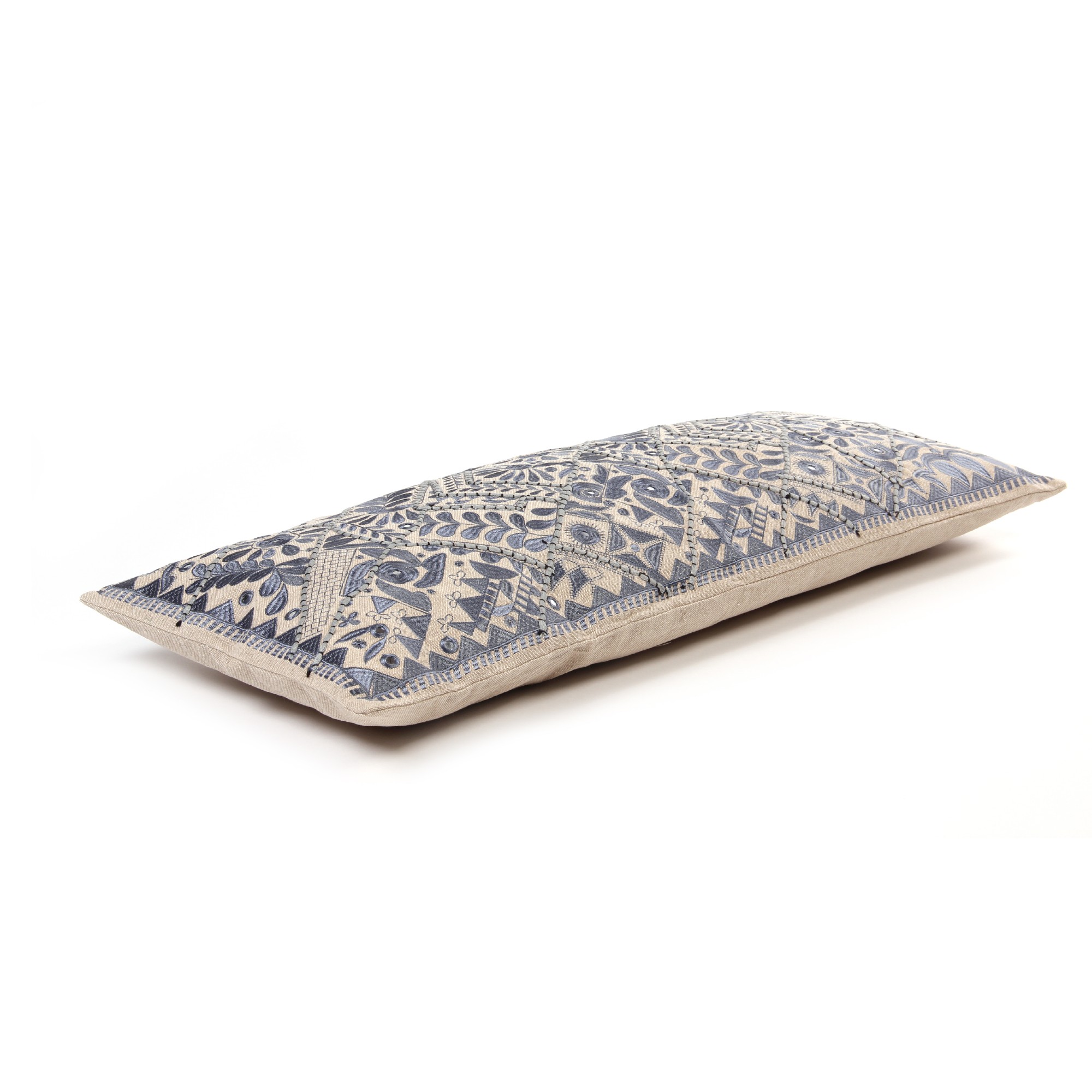 Langkissen 'Farnham', beige, blau, T 35 cm, B 80 cm von fischer's lagerhaus