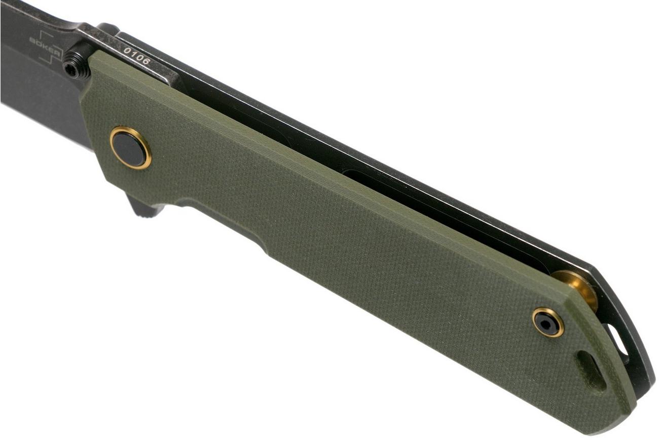 Böker Plus Kihon Assisted OD Green 01BO164 zakmes, Lucas Burnley design