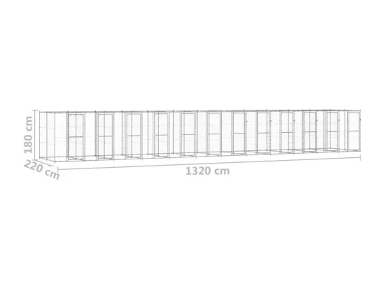 Chenil extérieur cage enclos 1320 x 220 x 180 cm 02_0000419