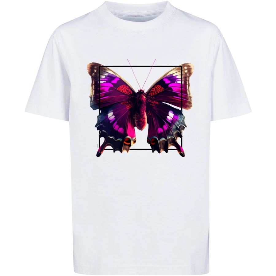 F4NT4STIC T-Shirt Pink Schmetterling TEE UNISEX weiß