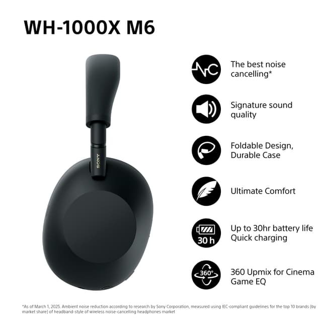 Sony WH-1000XM6 trådløse around-ear høretelefoner (sort)