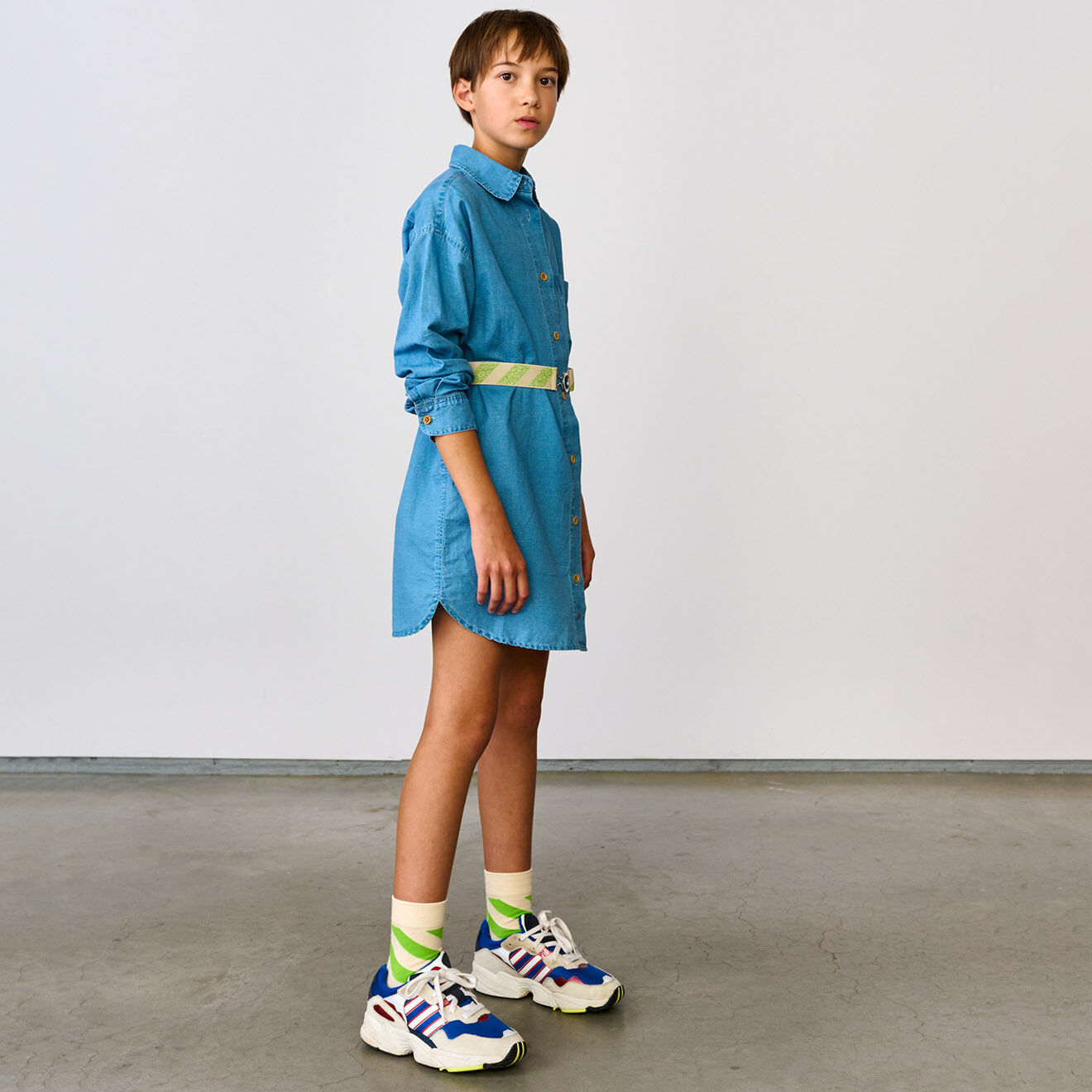 Bellerose Robe jean en Coton & Lin Approx bleu denim