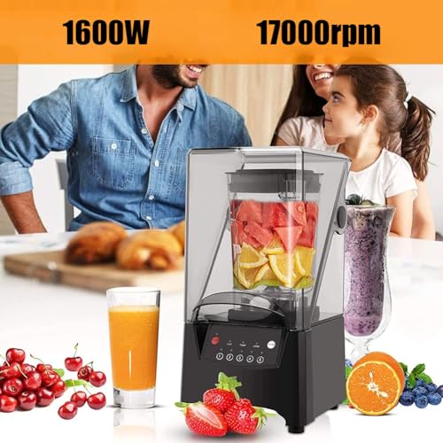 Mélangeur Commercial Silencieux, Machine de Cuisson à paroi cassée silencieuse de 1000 W avec récipient de 2 L, Machine à Smoothie de mélangeur de 17 000 TR/Min avec Moteur en cuivre Pur pour : Cuisine et Maison