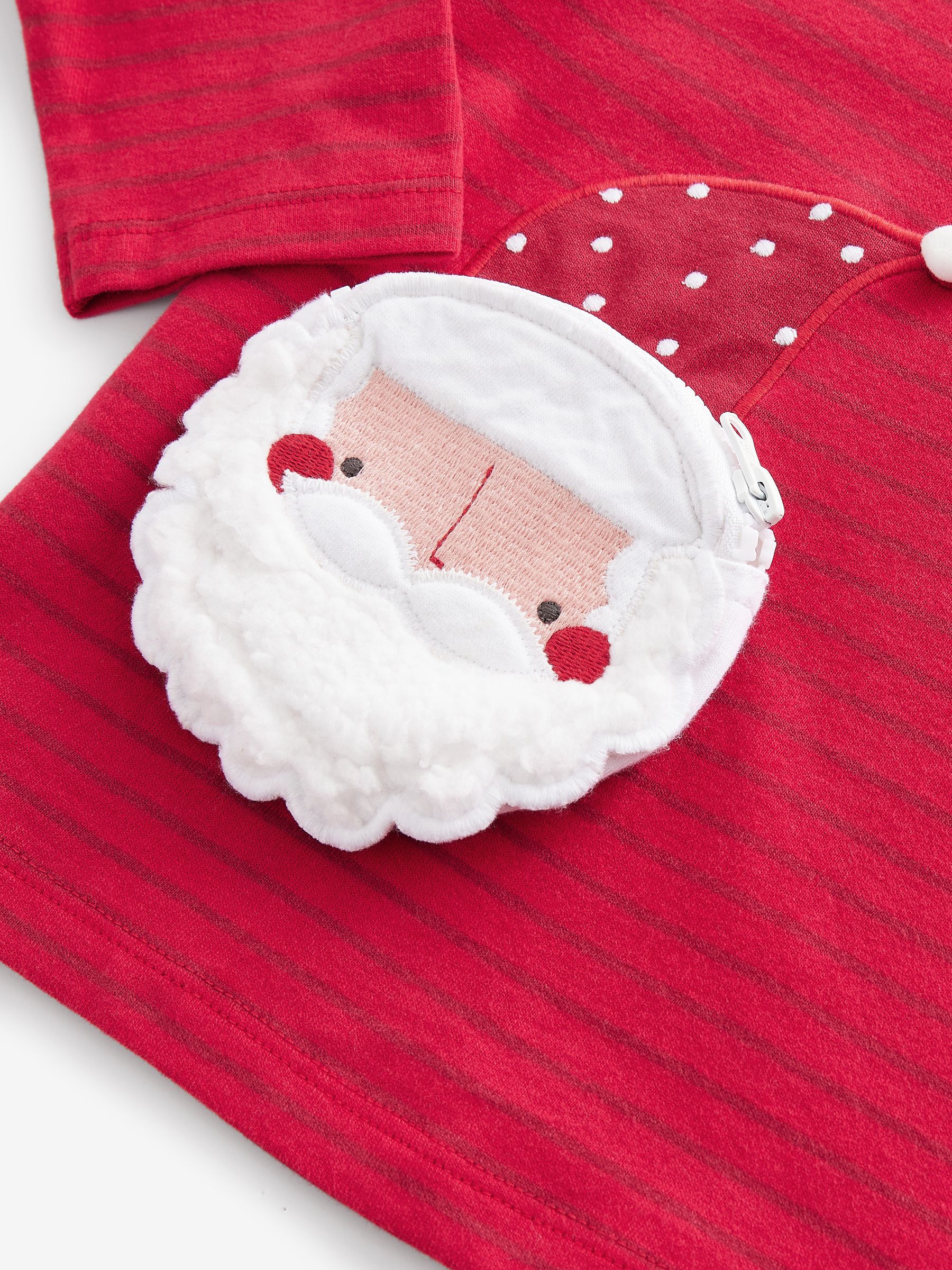 Rood kerstman - 100% katoenen T-shirt met lange mouwen en zak (3mnd-7jr)