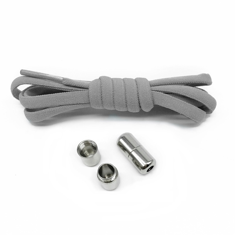 (1 Paar) 110cm Elastische Schnürsenkel ohne Binden Halbkreis Schuhbändel   Verschluss - Grau