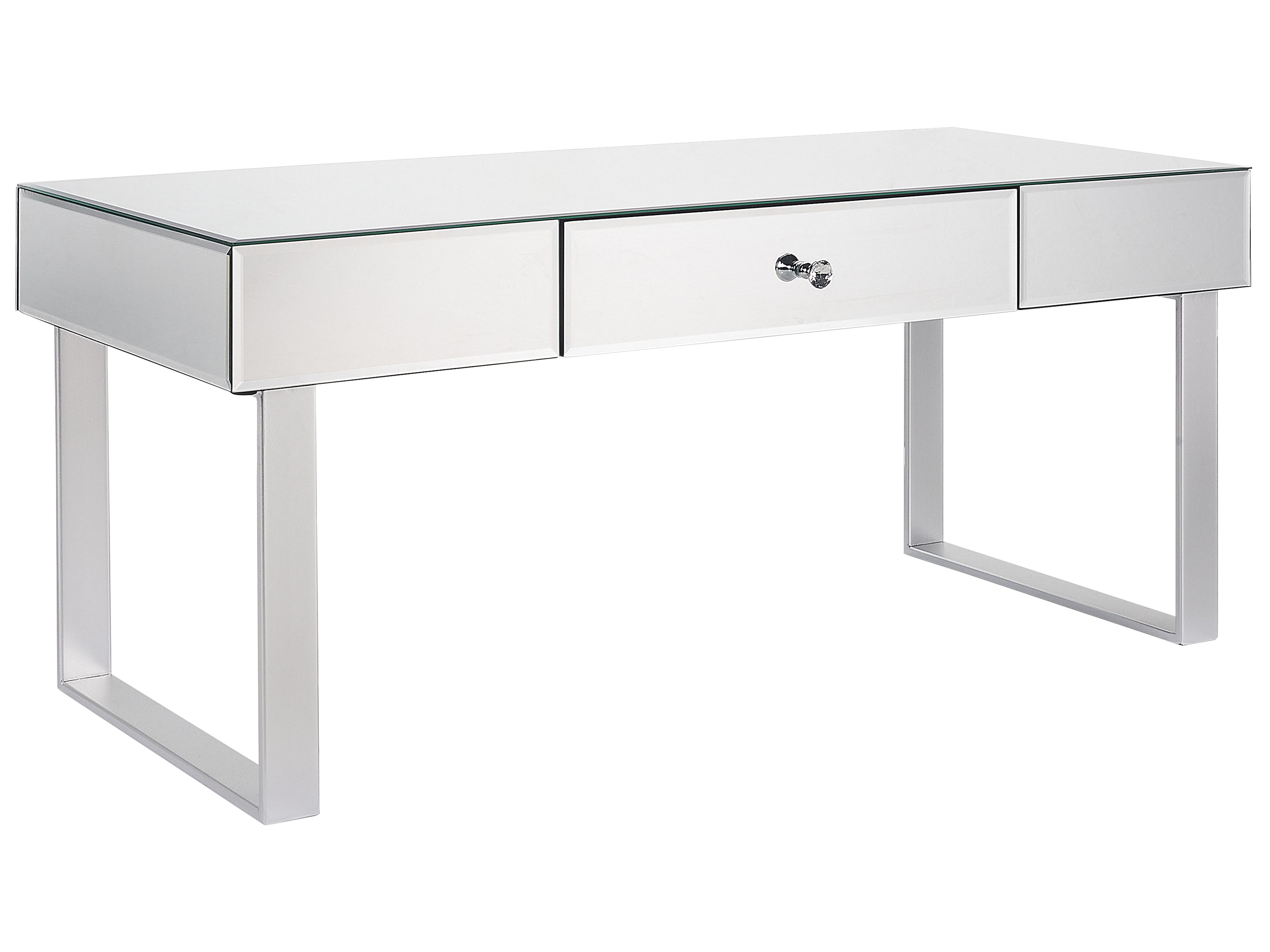 Salontafel NESLE Spiegelend zilver met opbergruimte