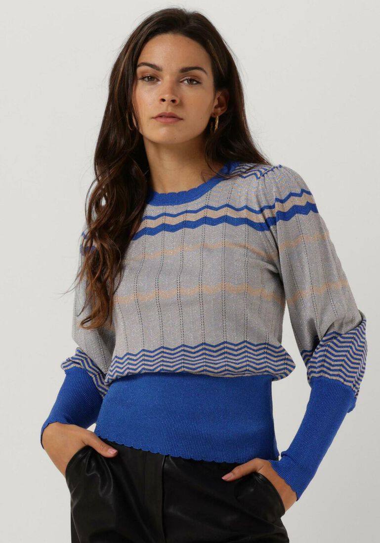 NEO NOIR blauwe neo noir trui dary stripe knit blouse
