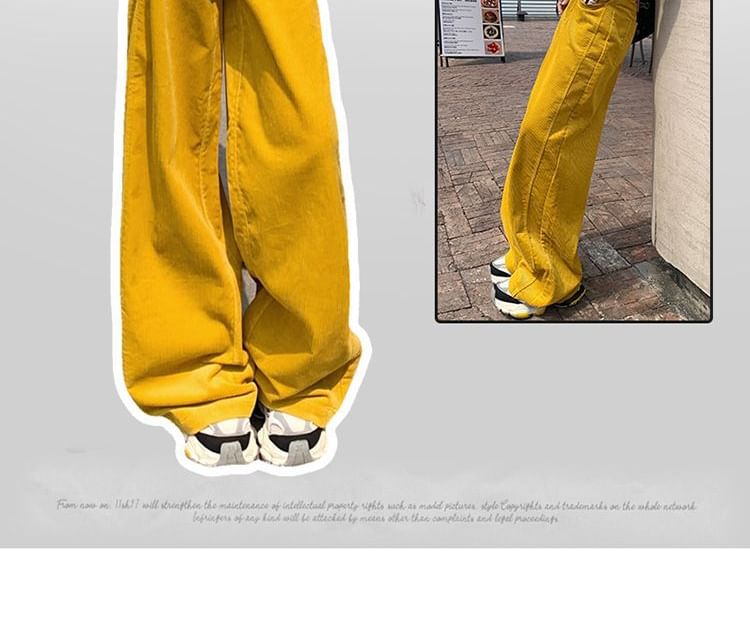 Denimot - Hoge taille corduroy effen wijde broek (verschillende ontwerpen)