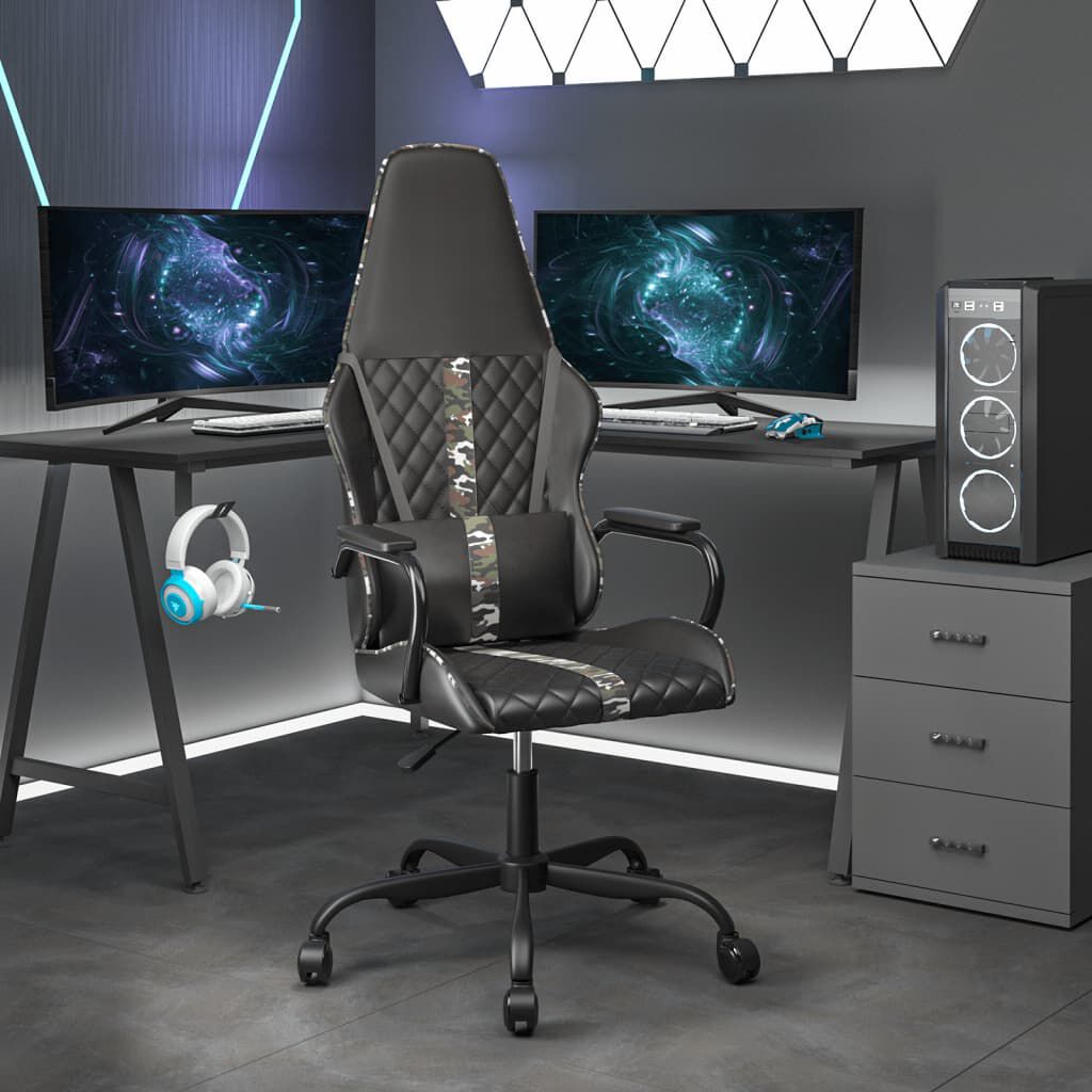vidaXL Massage Gaming Stoel, Camouflage en Zwart, Kunstleer