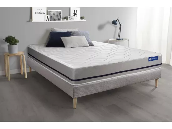 Ensemble matelas 160x200 ACTIMEMO SOFT 3zones de confort + sommier KIT gris