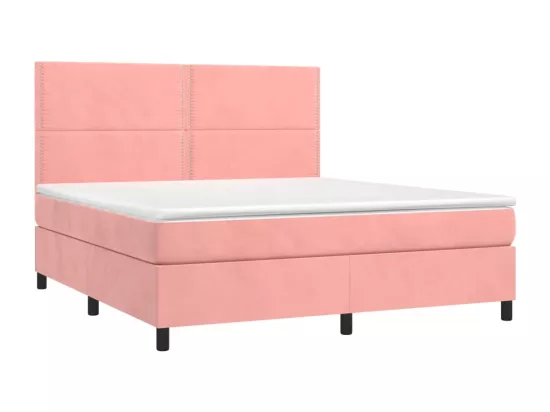 Sommier tapissier avec matelas et LED Rose 160x200 cm Velours