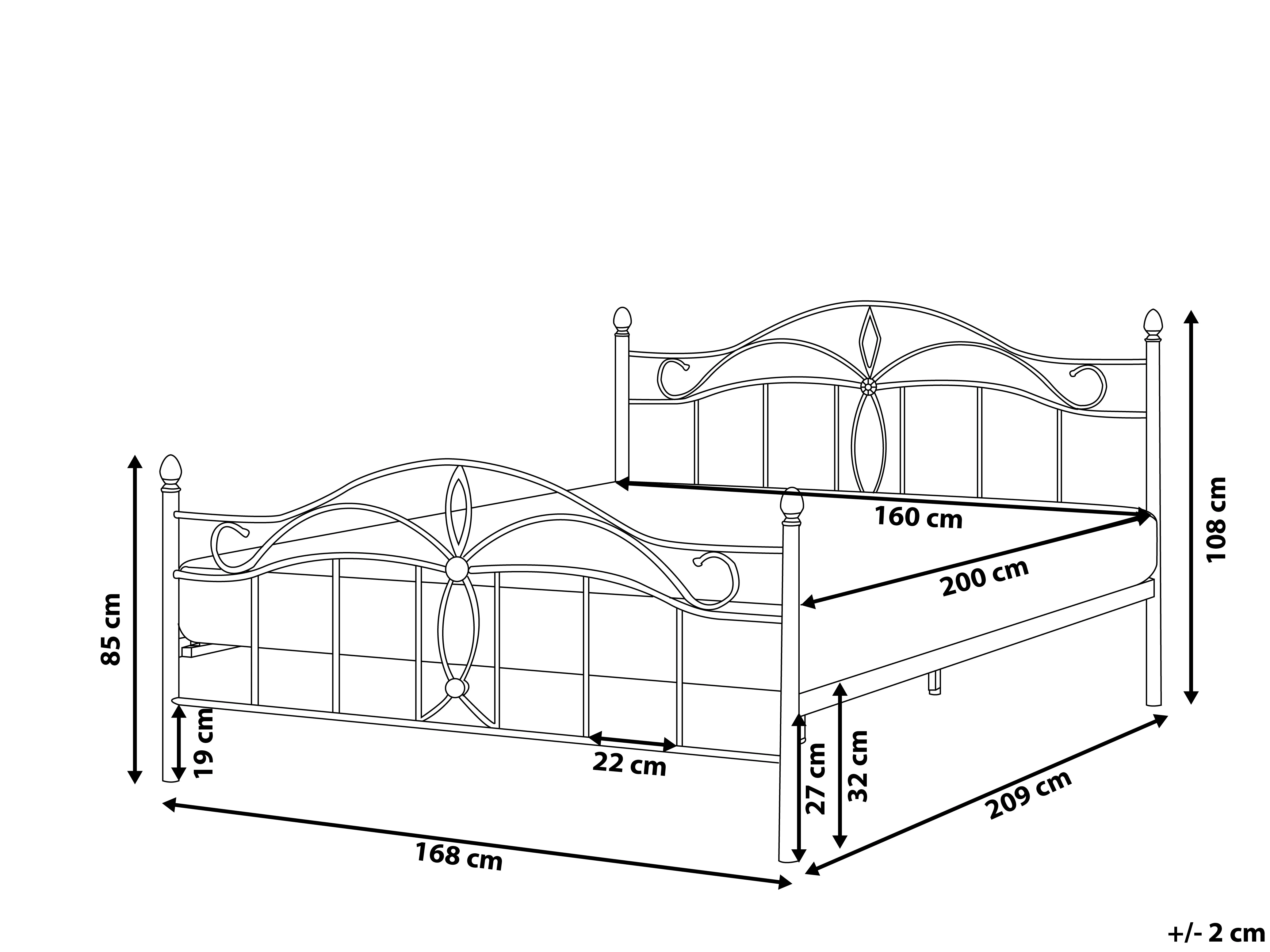 Bed Metaal ANTLIA 160 x 200 cm Wit
