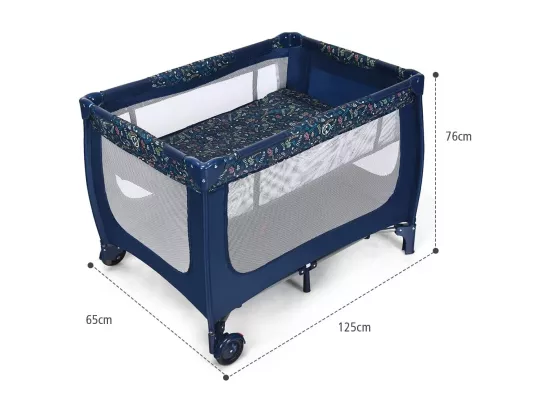 Lit Parapluie Pliant Bébé 0-36 Mois 3 en 1 avec Matelas Roulettes Sac de Transport Charge Max 15KG Gris 125 x 65 x 76CM（Bleu)