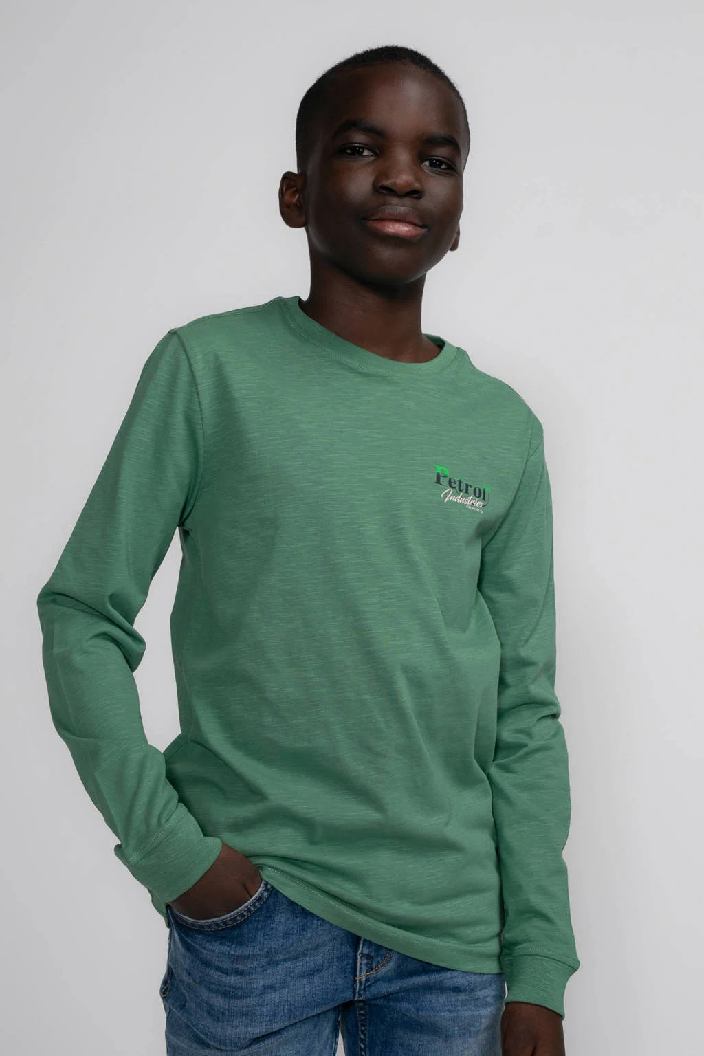 Petrol Industries longsleeve met backprint groen