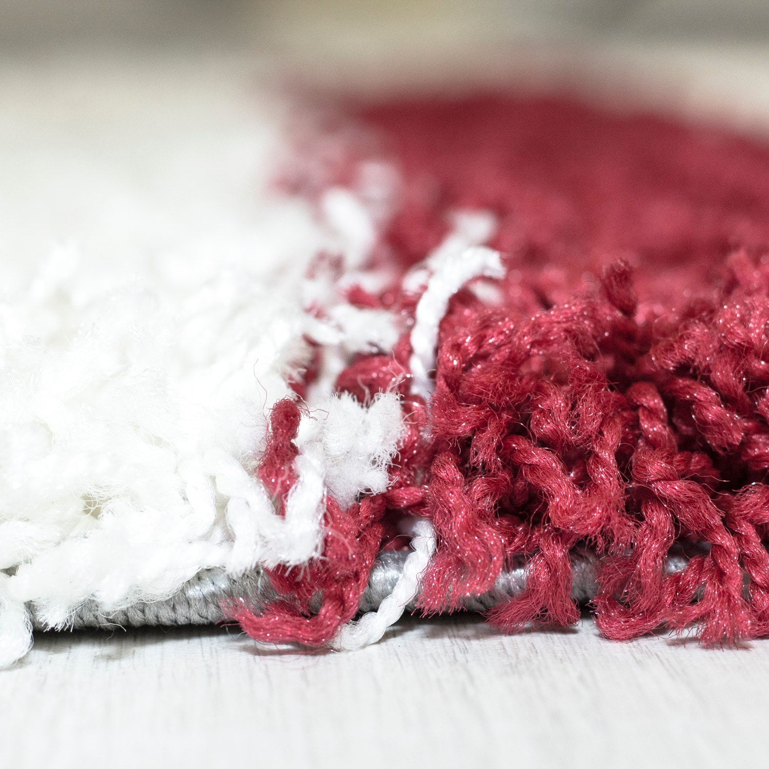 Designer Hochflor Teppich mit Karo- und Linienmuster, Flauschiger Langflor