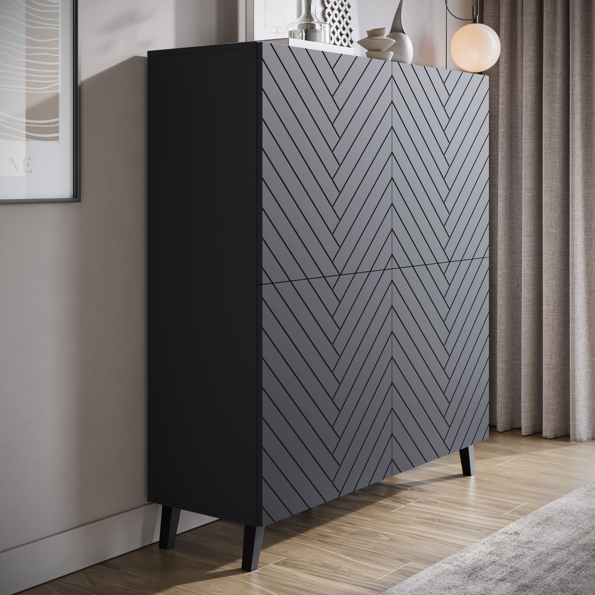 Pulse - Dressoir - Zwart - 120x39x128 cm