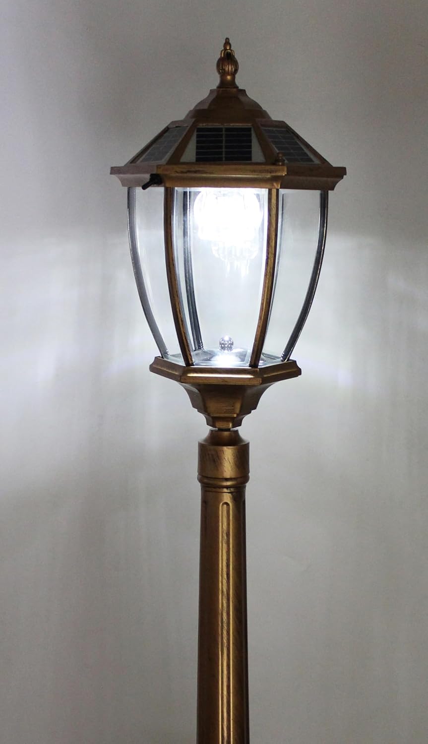 Arnusa Gartenlaterne Solarbetrieben klassisch 175 cm Solarlampe Außenleuchte Sockelleuchte kabellos Duo Color warmweiß und kaltweiß