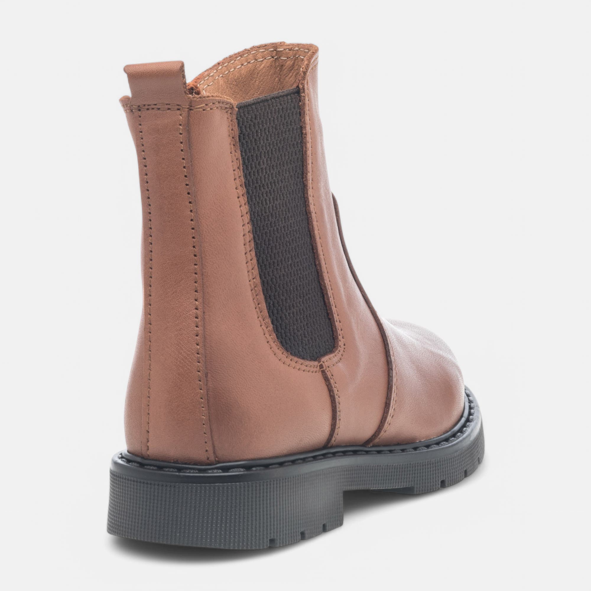 Bottines Fille en cuir cognac