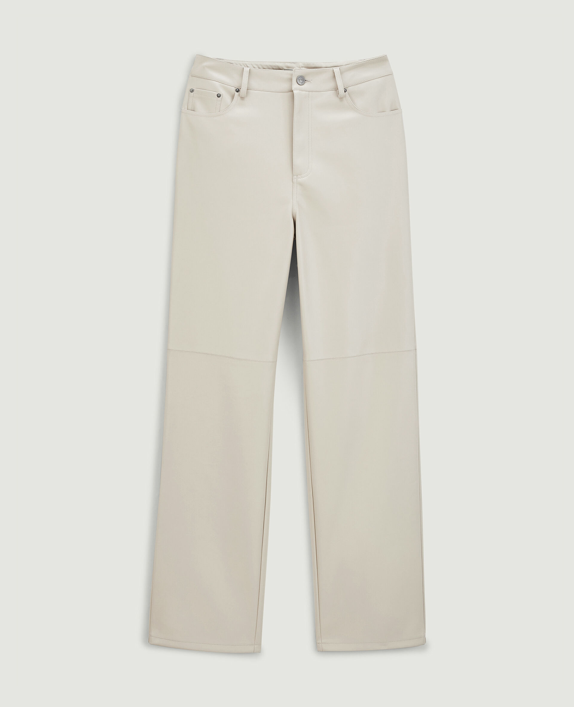 Pantalon droit en simili cuir SMALL - Écru