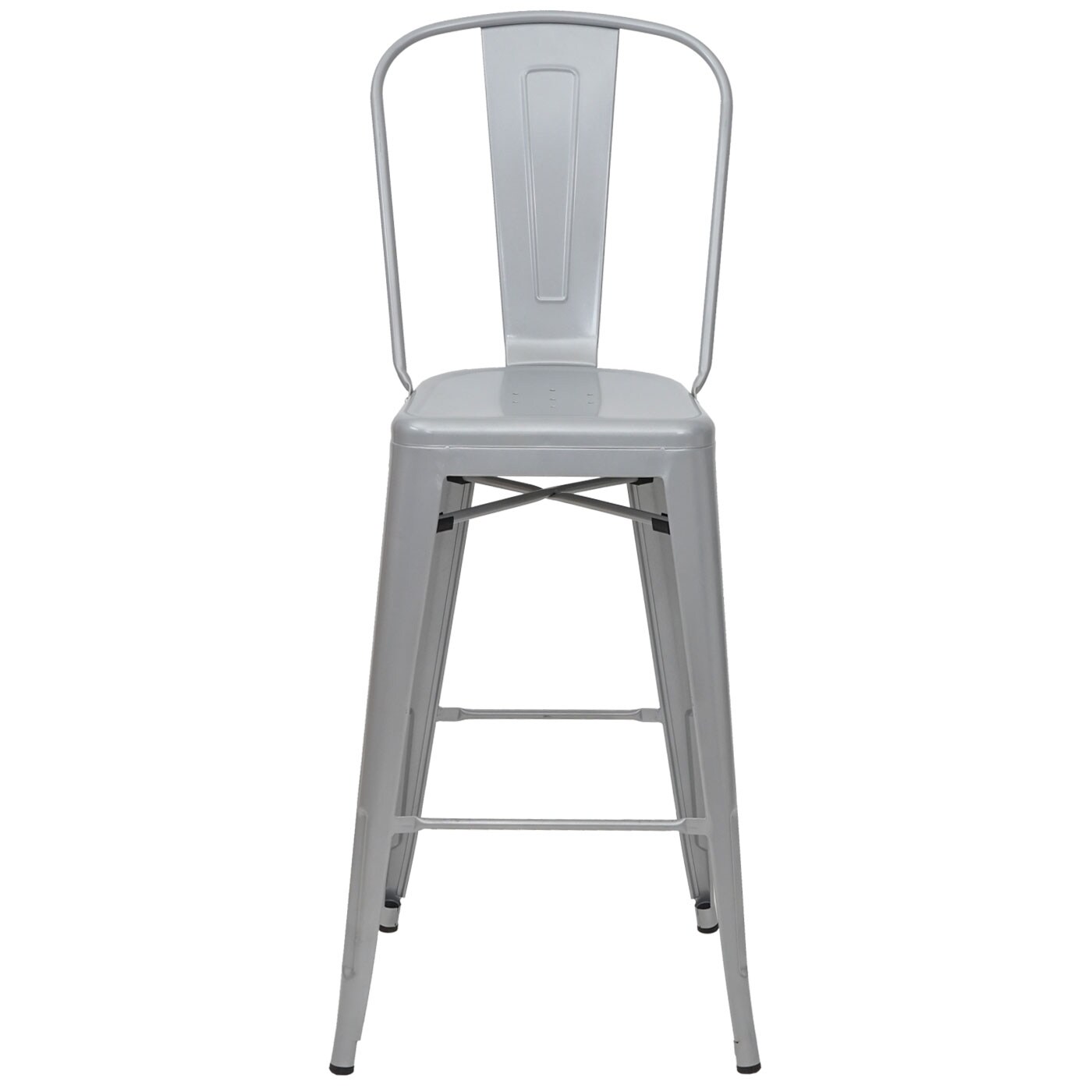 4er-Set Barhocker MCW-A73, Barstuhl Tresenhocker mit Lehne, Metall Industriedesign ~ grau