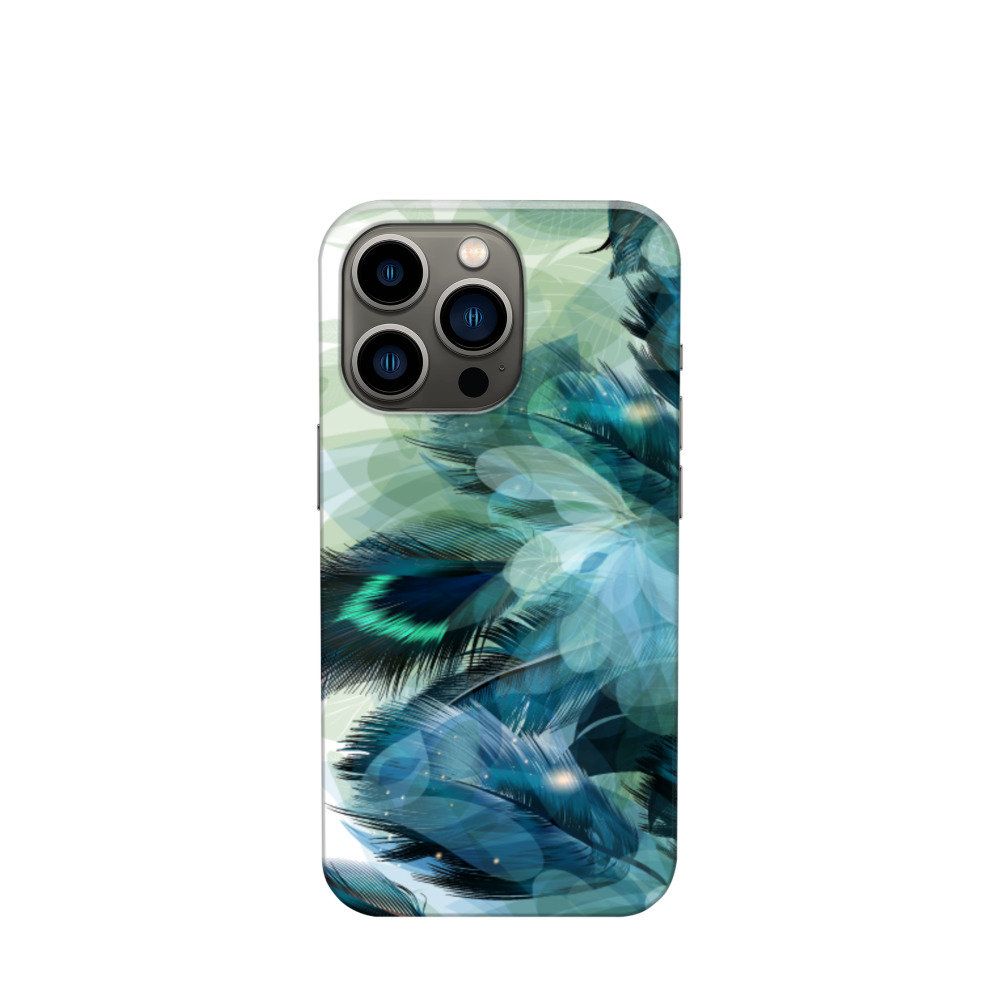 iPhone 13 Pro Kunststoff Hülle Pfauenhauch - Grün