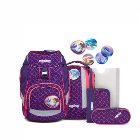 ergobag PACK Schulrucksack-Set PerlentauchBär Lumi Edition, 6-teilig